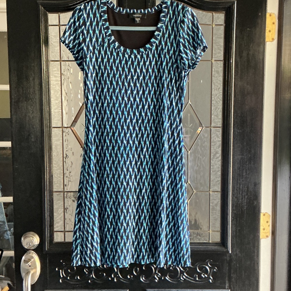 Karen Kane Black Dress with Blue Accent Trim